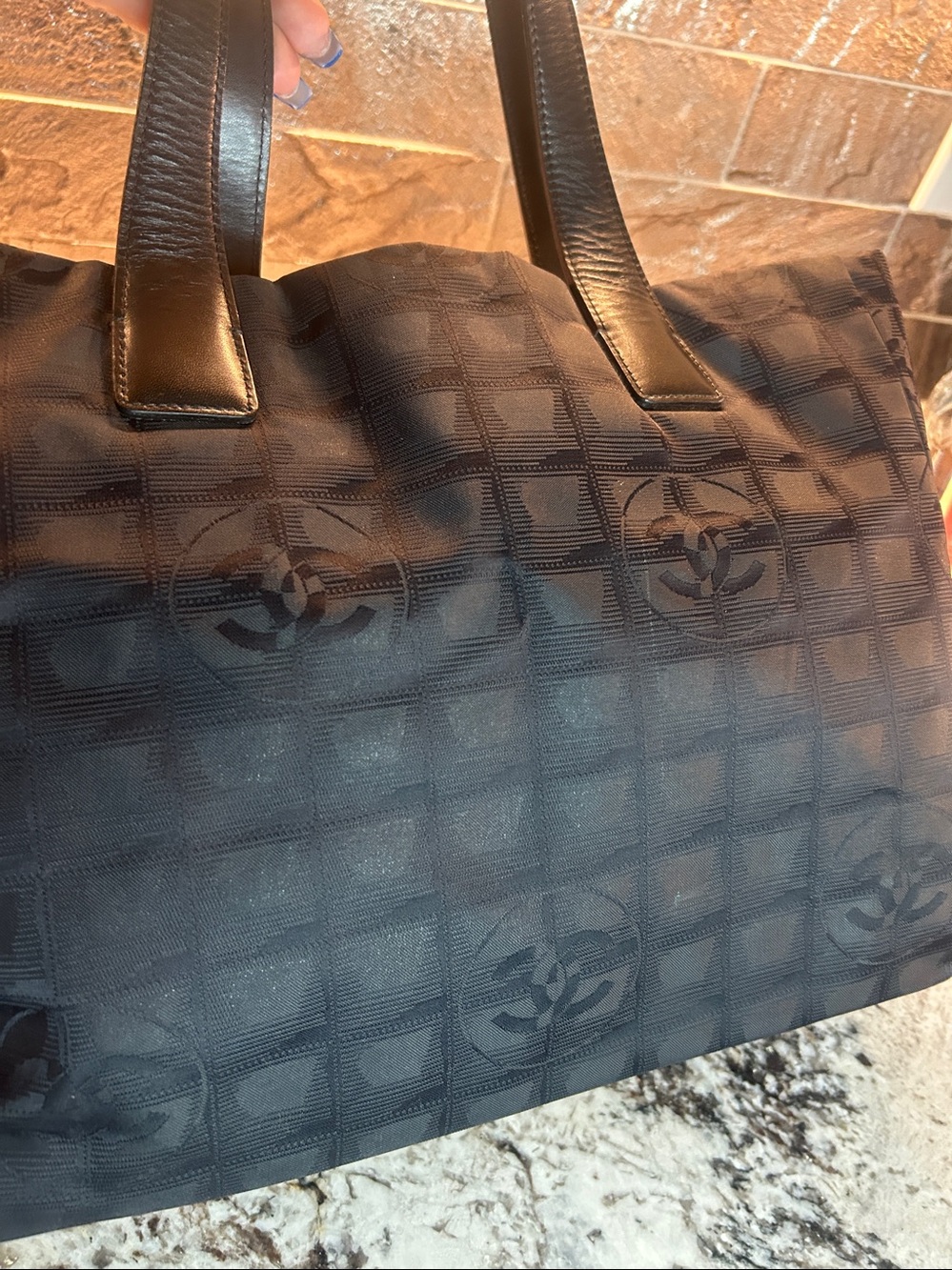 CHANEL Black Travel Line Tote Bag EUC